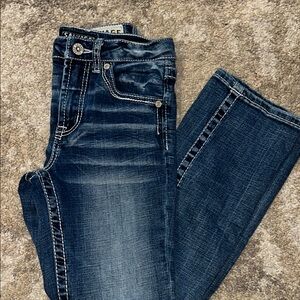 Salvage Blue Jeans with Vintage Fading and Boot Cut
